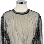 ZARA  Sheer Black Polka Dot Long Sleeve Blouse Size Medium Photo 1