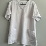 Carhartt force women’s v neck scrub short sleeve top white pockets size 2X Photo 0