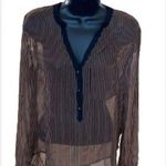 Love Culture  Women's Brown Striped Blouse Size M Photo 0