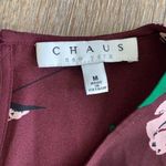 Chaus Floral Burgundy Fluted Sleeve Blouse M Purple Size M Photo 4