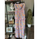 Amur Laine Tiered Floral Evening Gown Painter Scaevola Womens Size 6 Pink Photo 5