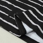 NEW Black Long Sleeve Casual Crewneck Top with White Abstract Stripes Size L Photo 8