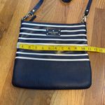 Kate Spade  Navy Blue White Striped Leather Crossbody Zipper Purse Bag Photo 2