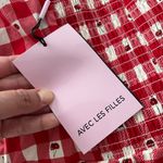 Avec Les Filles NWT ANTHROPOLOGIE  Cherry Gingham Red Mini Dress Sz 14 Photo 5