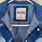 Mudd Women's Blue Denim Trucker Jacket Navajo Blanket Shoulders size Small Photo 5