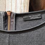 ZARA  Grey Top Back Zip Faux Leather Trim Dolman Bat Sleeve Size S Photo 1