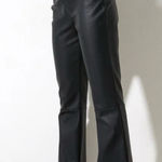 Motel Rocks  Zolen Flare Split Hem Faux Leather Pants Photo 0