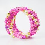 Freshwater Pearl Agate Memory Wire Beaded Bracelet Pink Photo 2