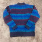 Madhappy  Fuzzy Knits Mohair Blue and Purple Striped V-neck Cardigan Small EUC Photo 5