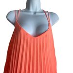 Jackie Jon‎ Women Mini Shift Dress 6 Bright Orange Pleated Cruisewear Resort Photo 5