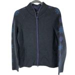 Eddie Bauer  Sport Womens Full-Zip Sweater Jacket Purple Gray Snowflake M Photo 0