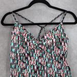 White Geometric Open Back Crisscross Tie Boho Beach Swim Tankini Top Small Black Photo 2