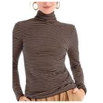 J.Crew Woman’s Minimalist Stripped Turtleneck Clean Girl Blue Tan Medium Photo 2