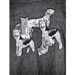 The Quacker Factory LARGE Embroidered Denim Shirt Dogs Fido Beaded‎ Rhinestone Black Photo 6