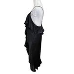 MISA Los Angeles Dress Ele Black Satin Ruffle Sleeveless Dress Women’s Size M Photo 4