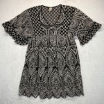 Akemi + Kin  Embroidered Mini Dress Bell Sleeve Sheer Black White Size‎ 0 Photo 0