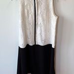 Ann Taylor  Loft Ivory Embroidered Floral Black Color Block Shift Dress size medi Photo 0