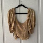 BP Floral Crop Top Puff Sleeve Square‎ Neck Ruched Front Blouse Boho Chic 3X Photo 4