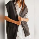 Free People Oakleigh Oversized Boyfriend Sweater Vest Charcoal Small Photo 3