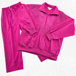 Vintage 80s Hot Pink Tracksuit Set Half Zip Jacket Straight Leg Pants Size Large Photo 0