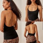 Reformation Davin Scoop Neck Low Back Rhinestone t-strap Black Top Medium NWOT Photo 2