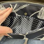 Chico's  Black Navy Blue Tassel Cosmetic Travel Tablet Tech Handbag Clutch NWT Photo 8