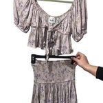 Sky to Moon small Set Purple Flowers Crop Top & Skirt Tie Front Fairy NEW Photo 0