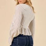 Altar'd State White Peplum V-Neck Blouse Photo 1