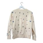 Madewell Embroidered Beach Scene Cream Cotton Sweater Size Small Photo 4