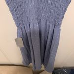 Blue & White Floral Print V Neck Cinched Short Sleeve Dress Size Medium NWT Photo 6