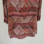 Blu Pepper Lace Up Aztec Print Womens Size S Western Boho Long Sleeves Red Brown Photo 5