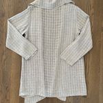 Flax Vintage Rare Crosshatch 100% Linen Draped Top in Tan and White Size Medium Photo 5