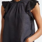 Ulla Johnson  Handmade Kai Ramie black flounce Goth feminine blouse 10 Photo 10