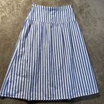 Old Navy  Skirt Womens Small Dropped Waist Midi Striped Chambray Blue White Photo 1