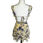 Free People The‎ Vintage Shop Dress Yellow Floral Tie Front Mini Wrap Dress Open Back Small Photo 9