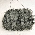 Gray & Black Faux Fur Winter Hand Warmer Chain Strap Fuzzy Plush Hand Muffs Photo 6