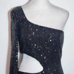 Windsor  Black Sequin One Shoulder Bodycon Mini Dress with Cutout NWT Size Large Photo 2