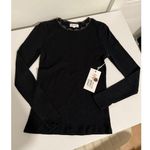 Goldie $125 New  Lewinter Ribbed Pyramid Tipped Long Sleeve Tee - Small - black Photo 0