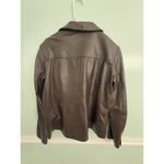 Style & Co . Womens Genuine Leather Jacket M Brown Snap Front Short Photo 3