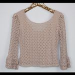 Free People  Cream Crochet Lace Top XS – Flare Sleeve Boho Blouse Photo 1