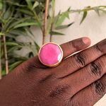 Unique Yellow Gold Tone Oval Shape Faux Ruby Gem Birthstone Ring #fairycore #2000s #y2k #whimsical #boho Photo 0