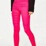 ZARA Trafaluc MEDIUM Hot Pink Leggings Pull On Pants Stretch Ruched Front Photo 1