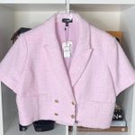 EXPRESS  Tweed Cropped Short Sleeve Blazer in Souvenir Pink Style: 06956716 Photo 5