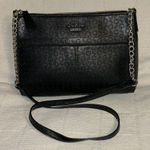 Guess Black Textured Shoulder Bag with Chain Strap Photo 0
