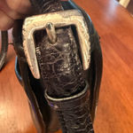 Brighton  Emma Embossed‎ Croc Pebbled Leather Shoulder Bag Adjustable Strap Black Photo 5