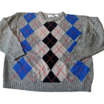 Vtg Zalerno International Sportswear Womans 20W Gray Blue Acrylic Argyle Sweater Photo 0