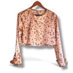 ZARA  satin gold floral crop top Photo 5