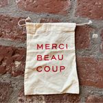 Claire V Merci Beaucoup Drawstring Pouch Dustbag Storage Bag white and red Photo 0