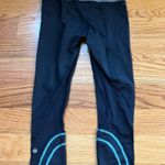 Lululemon  black with teal accents crop leggings size 4 Photo 1