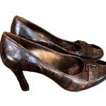 Franco Sarto Brown/Bronze Leather with snakeskin pattern pumps with peep toe 8M Photo 0